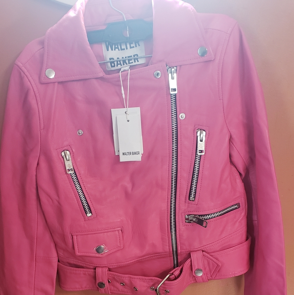 WT ⚘WALTER BAKER NICOLE 100% LEATHER JACKET (CANDY 💖) SZ. SMALL( DAMAGED) - Picture 9 of 14